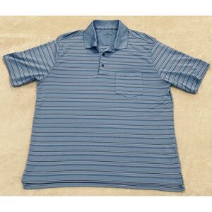 Golden Bear Performance Golf‎ Polo Shirt Men's Large Short Sleeve Blue Striped
